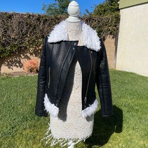 NWOT Spoilt Faux Fur Choice Faux Leather Aviator Jacket